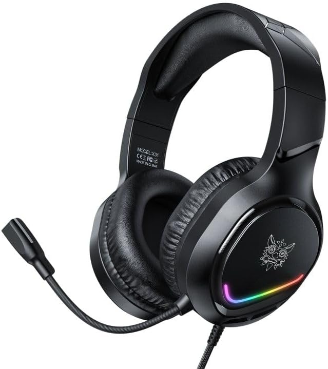 ONIKUMA X31 RGB Gaming Headphone Wired Headset – Yüksek Ses Kalitesi, Gürültü Engelleme Mikrofonu, Konforlu Tasarım